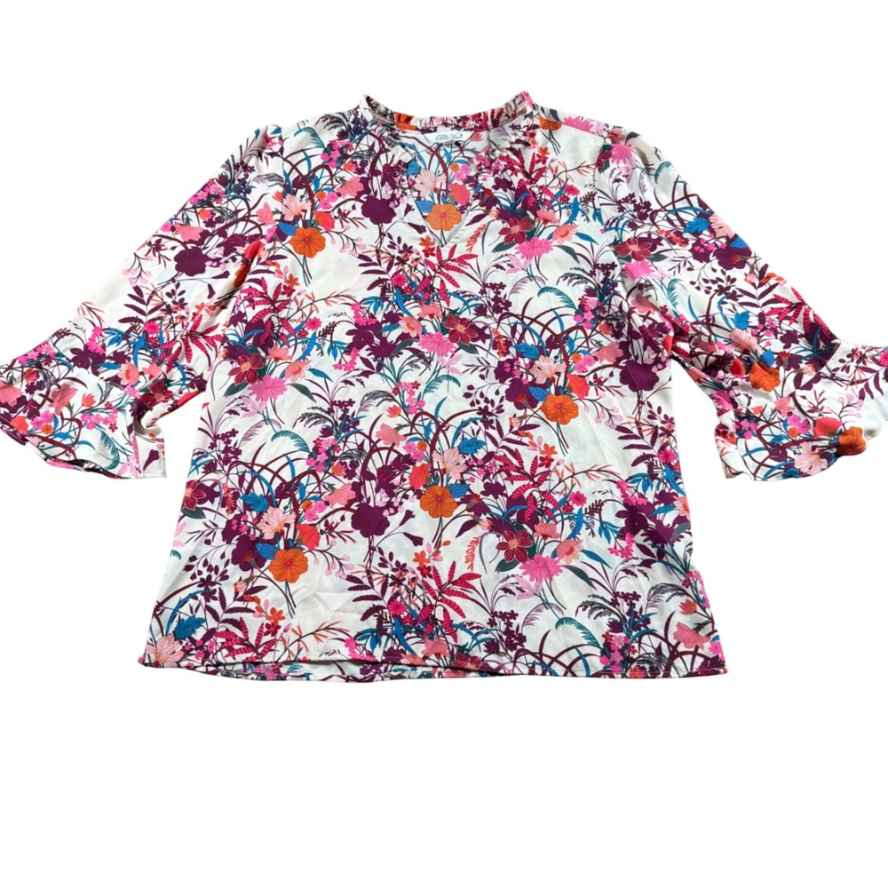 Pioneer Woman Floral V-Neck Ruffle Bell Sleeve Blouse women XXL top cottagecore
